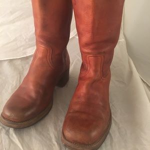 Vtg 70’s Frye Brown Leather motorcycle Boot USA 9D